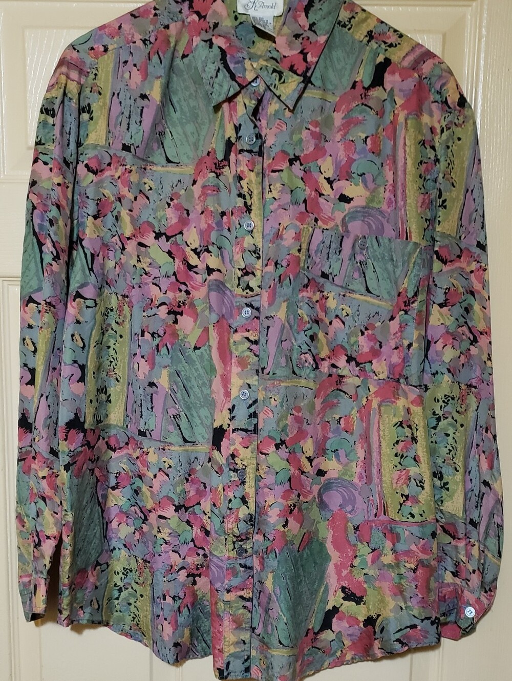 Abstract Floral Button-Up Women’s Shirt- Multi